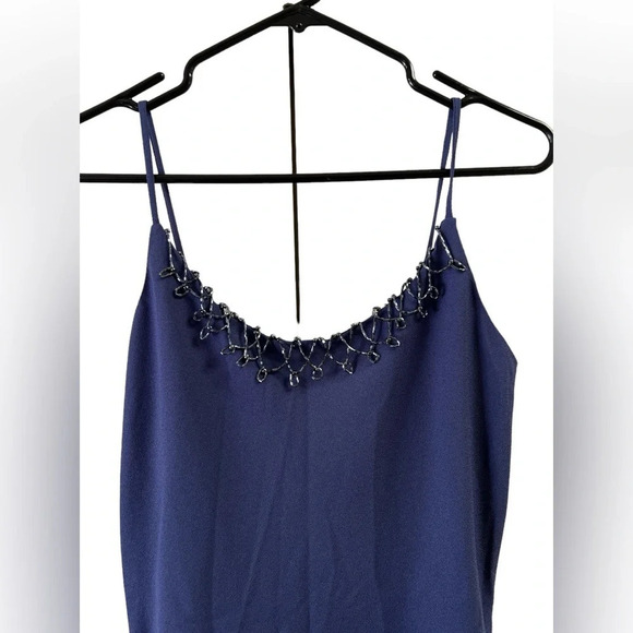 Navy blue formal classy beaded dress - Picture 2 of 6